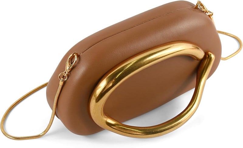 NEWROGENG Clutch Purses for Women Formal, PU Leather/Marble Acrylic Evening Bags with Chain, Trendy Metal Handle Purses 2025 - Image 2